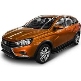 Пороги ''Premium-Black'' Rival для Lada Vesta универсал Cross (2017-н.в.), 180 см, алюминий, A180ALB.6003.1