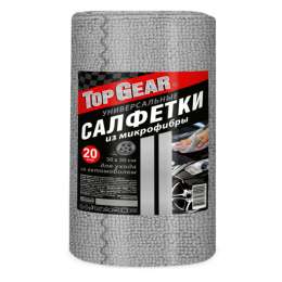 салфетки из микрофибры для автомобиля TOP GEAR в рулоне 30х30см 20шт